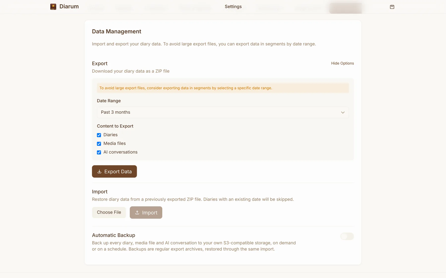Backup & import/export
